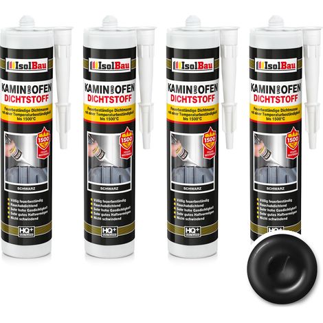 IsolBau Camino Silicone 1500°C Kamin Ofen Dichtstoff 4 x 300ml (1/5)