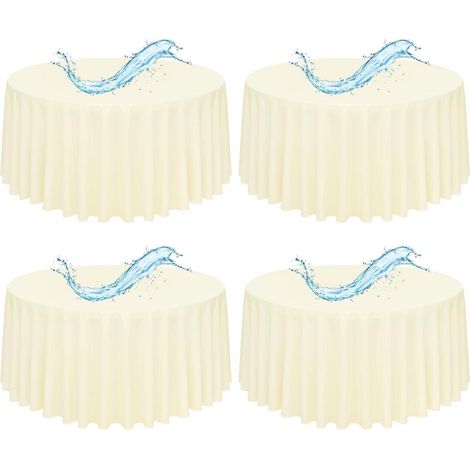 4er-Pack runde Tischdecke 305cm beige wasserdicht Polyester fleckenresistent