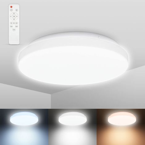 plafonnier LED 12W CCT blanc froid-neutre-chaud IP44 protection contre les éclaboussures d'eau 1200lm lampe de plafond dimmable télécommande lampe de salle de bain Ø288 mm (1/5)
