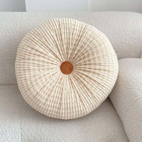 Coussin rond plissé en forme de citrouille, coussin décoratif de couleur unie, convenant aux chambres, canapés, bureaux et à la décoration de sol.