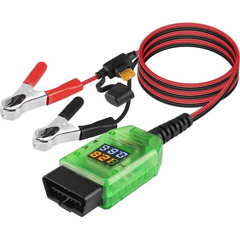 Câble de remplacement d'alimentation de secours pour batterie de voiture OBD2, sauvegarde de mémoire ECU, affichage numérique 12 V, kit de détection de fuite de batterie OBD II avec fusible (1/5)