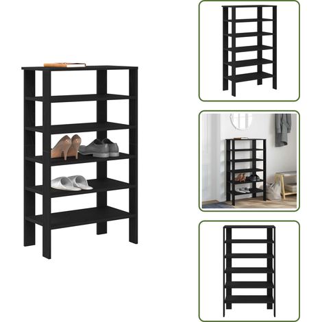 vidaXL Étagère à chaussures noir 61x32x105 cm bois d'ingénierie (1/5)