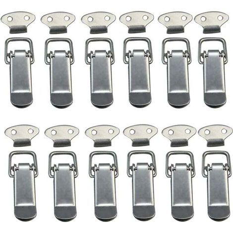 12-teiliges Haubenverschluss-Set, Hebelverschluss, Federverschluss, Knebelverschluss, Federklammer mit Haken, Edelstahl-Federverschluss