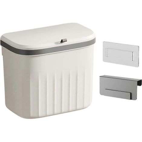 Hängender Abfalleimer/Küchenkomposteimer mit Schiebedeckel, montierbarer Komposteimer für Schlafzimmer, Küchenarbeitsplatte, Camping-White 8.5L (1/5)