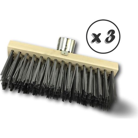 Balai cantonnier métallique Garnissage acier plat gris Semelle bois - Quantité x 3 - Acier plat gris - Sans manche (1/5)