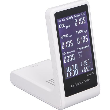 Moniteur de qualité de l'air 7 en 1, affichage numérique, alarme automatique, détecteur de bureau pour la maison et l'intérieur (1/5)