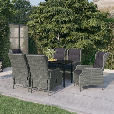 Ensemble à manger de jardin 7 pcs-Salon de jardin Gris clair 873616 (1/5)
