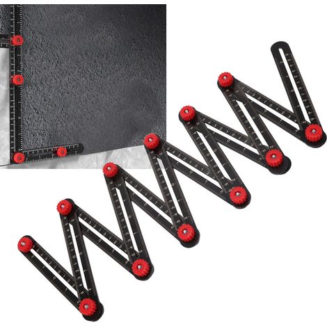 Dekoratives Positionierungslineal, Klapplineal, universelles Positionierungslineal aus Aluminiumlegierung, Fliesenpositionierungslineal, 12-teiliges Klapplineal (1/5)