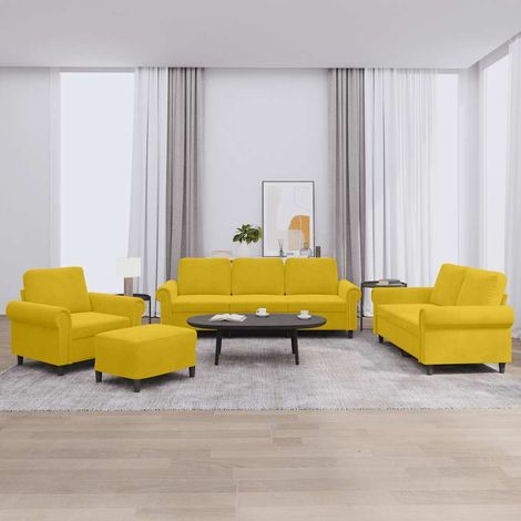 Juego de sofás con cojines 4 piezas terciopelo amarillo
