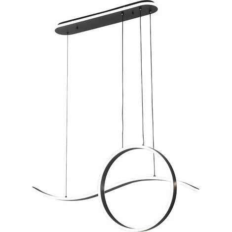 Colgante Style Negro 205w 3000-4000-6000k 17940lm  C/luz Ambiente Remoto Y Reg.intensidad Regx100x15cm
