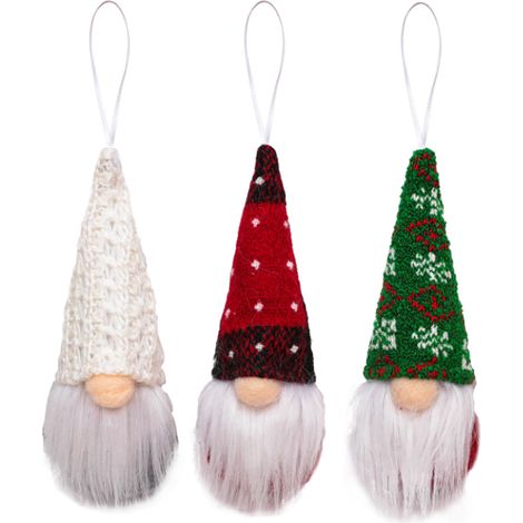 3er-Set hängende Wichtel-Ornamente aus weichem Strickstoff, gesichtslose Wichtelpuppen zur Weihnachtsbaumdekoration (1/5)