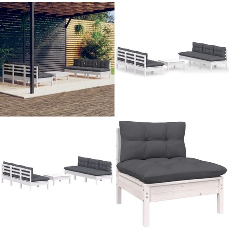 Salon de jardin 7 pcs avec coussins anthracite bois de pin - Salon De Jardin - Mobilier De Jardin - Ensemble De Jardin - Meubles De Terrasse - Chaise Longue - Home & Living (1/5)