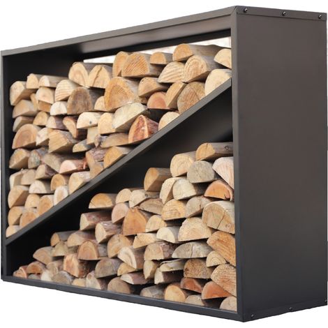 Westmann – Étagère à bois en acier noir 115x35x80 cm – Cadre résistant aux intempéries – Circulation optimale de l'air pour séchage efficace (1/5)