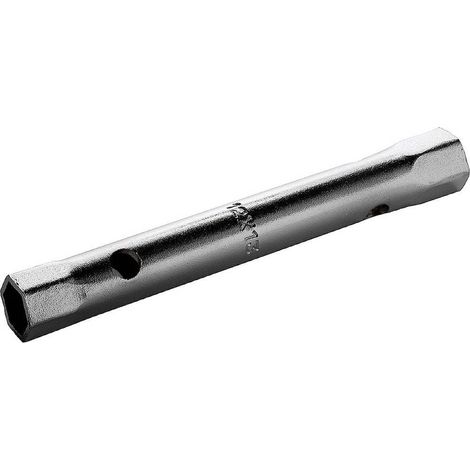 1 - Clé à tube - Acier à outils - Finition chromée mate - Pour serrage et desserrage de boulons - Usage atelier et chantier - Argent - 14 x 15 mm