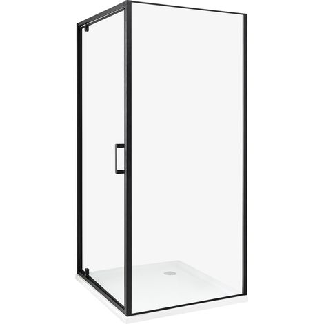 Cabina de ducha cuadrada de vidrio templado una puerta negro 90 x 90 x 185 cm Darli