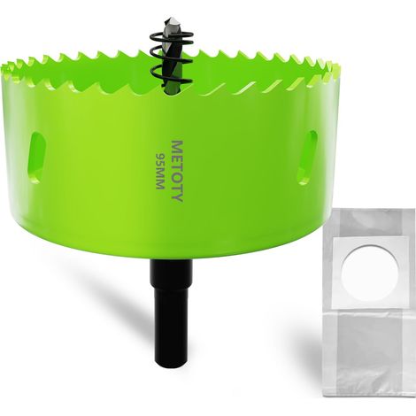 Scie cloche bi-métal de 95 mm, scies cloches universelles HSS M42, avec adaptateur de tige triangulaire et foret de centrage, un sac anti-poussière pour aluminium, métaux, plastiques (1/5)