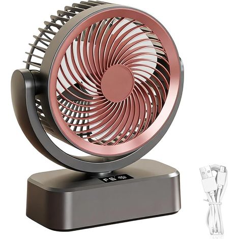 Ventilateur de bureau - 6 vitesses oscillant rechargeable mural, ventilateur de table mural  pour maison, chambre, salon, cuisine, bureau, extérieur (1/5)