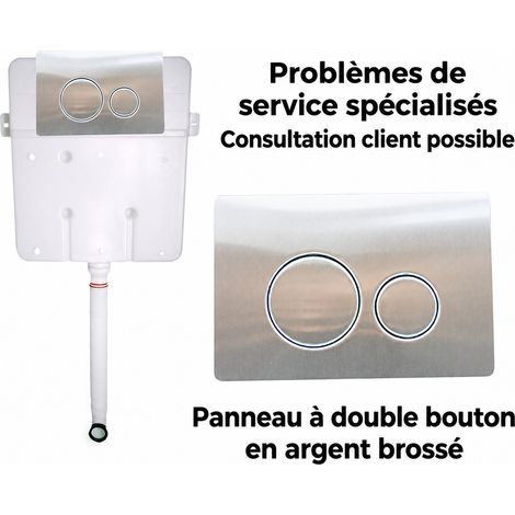 Plaque avec anneau chromé brillant modèle manuel pour réservoir encastré WC ABS 50 × 8 × 49 cm 300 g – Livraison gratuite