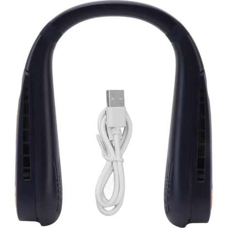 Ventilateur de cou sans pales, rechargeable USB, 5 vitesses, portable et léger pour extérieur - Bleu (1/5)