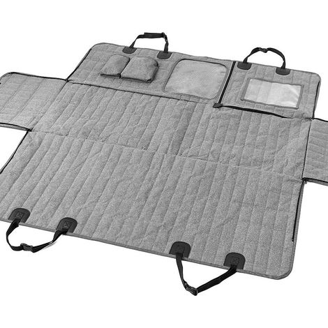 Pecute Universal-Autositzbezüge für Hunde, Rücksitzschutzbezug mit Aufbewahrungstasche, wasserdichter Sitzbankbezug für den Transport von Hunden in Pkw und SUVs (147 x 176 cm, Grau) (1/5)