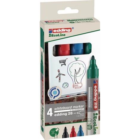 Rotuladores para pizarra 28 EcoLine negro/rojo/azul/verde ancho de línea 1,5-3mm punta redonda (1/3)