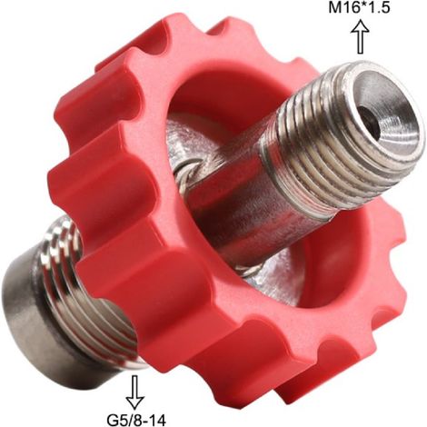 Ortviai Raccord de remplissage CO2 pour bouteille – Adaptateur G5/8 vers M16x1,5 en acier inoxydable rouge (1/4)