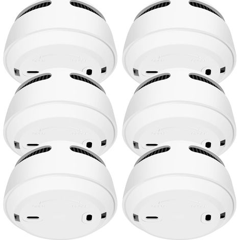 Detecteur de Fumée, 6 Pièces Détecteur de Fumée Batterie de 10 Ans Alarme Incendie Detecteur Fumee, Bouton Test/Silence, Blanc, 85 DB (1/5)