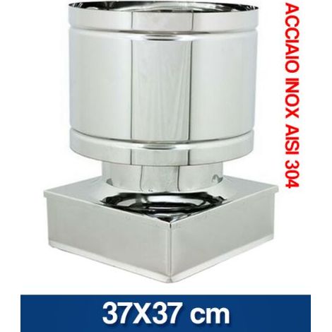 CAPPA COMIGNOLO ANTIVENTO A BOTTE BASE QUADRATA IN ACCIAIO INOX 36129V CM 37X37 (33185)