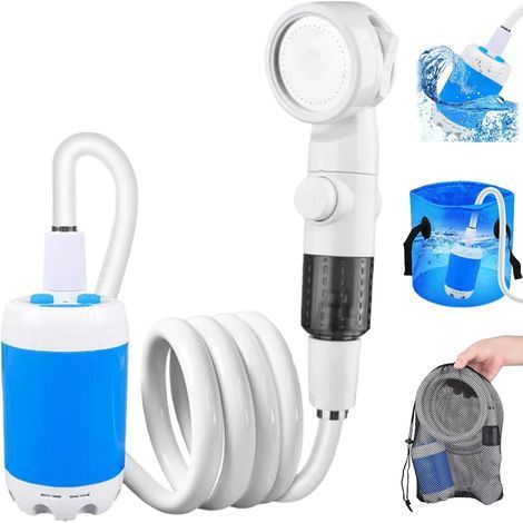 Douche portable à pompe à eau, douche mobile sans fil rechargeable avec USB-C et 3 modes de jet, idéale pour le camping, le camping-car, le bain des animaux et l'arrosage des plantes.-AquaForge (1/5)