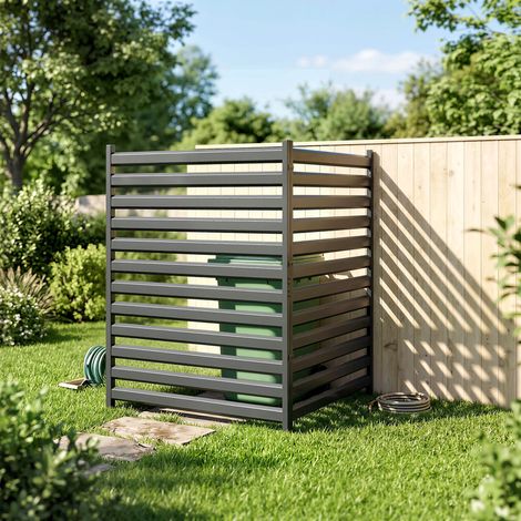 Clôture jardin 2 panneaux Clôture confidentialité en métal poteaux capuchons protection Acier - Dimensions: 91x152 cm - Couleur: Noir