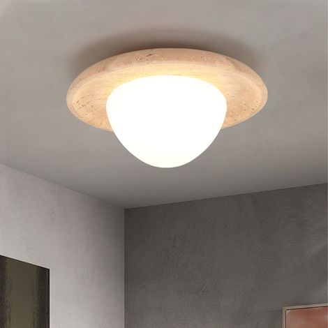 Plafonnier Moderne D25H10, Lampe de Plafond en Pierre Jaune, Luminaire pour Salon Couloir Entrée Escalier (Ampoule Incluse) Lumière Neutre (1/5)