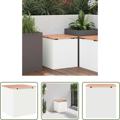 vidaXL Banc en bois - Banc de jardin Blanc 40 x 40 x 43 cm Acier (1/5)
