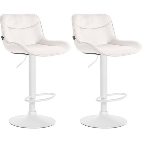 Set di 2 sgabelli da bar girevoli dalla forma ergonomica con cuciture decorative in velluto crema e struttura in metallo bianco 100006034