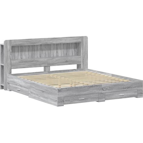 Maison Exclusive - Telaio del letto con storage Sonoma grigio 200 x 200 cm (1/5)