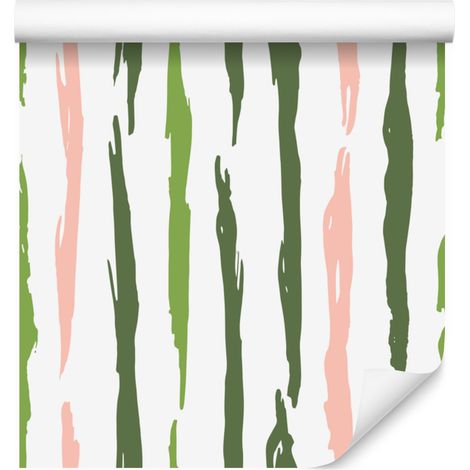Papier peint à motifs de coups de pinceau, blanc et vert citron, pour salon et chambre, 50 x 1000 cm (1/5)