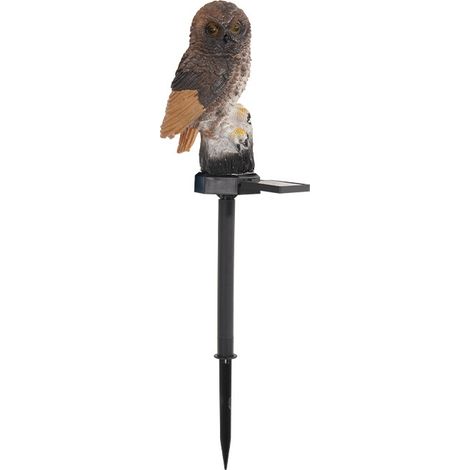 Lampe de jardin solaire LED en forme de hibou (1 pièce, marron), étanche, pour éclairage extérieur.-AquaForge