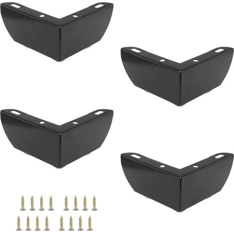 4 pieds de meuble triangulaires noirs 5 cm, 16 clous inclus, pour canapé, table, chaises, buffet, TV (1/4)