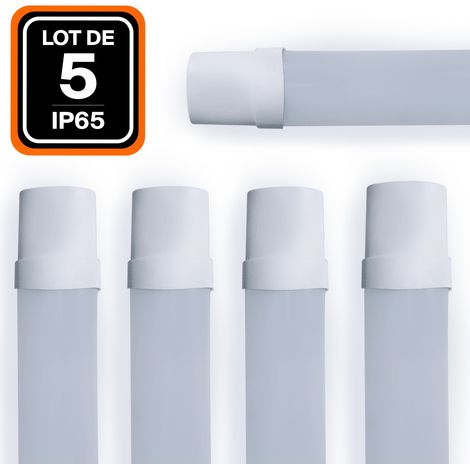 Europalamp – Lot de 5 réglette LED 36W 120cm étanche IP65 4000K – Flux lumineux 3210LM – Pour bureaux et ateliers