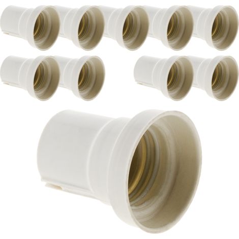 Zenitech – Lot de 10 douilles E27 en résine – Blanc – 4A 250V pour montage sur luminaire – Pour espaces confinés et chantiers humides