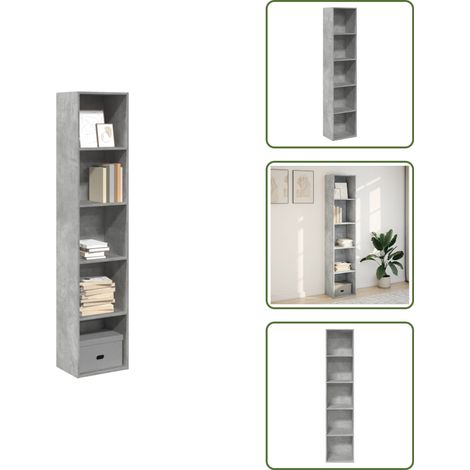 Bücherregal Betongrau 40x30x189 cm Holzwerkstoff - Bücherregal - Bücherregale - Bücherständer - Bücherschrank (1/5)