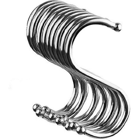 Lot de 10 crochets métalliques antirouille en forme de S, résistants et durables - Taille S (Argent)-7.00X2.50X0.30CM (1/3)