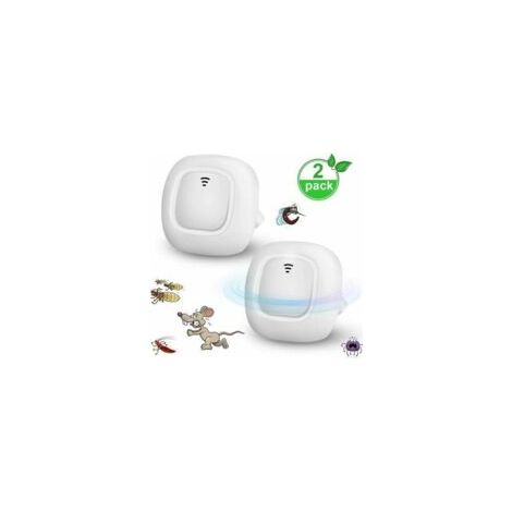 Lot de 2 bouchons ultrasoniques, anti-moustiques, anti-araignées, inodores et non toxiques, de couleur blanche. (1/5)