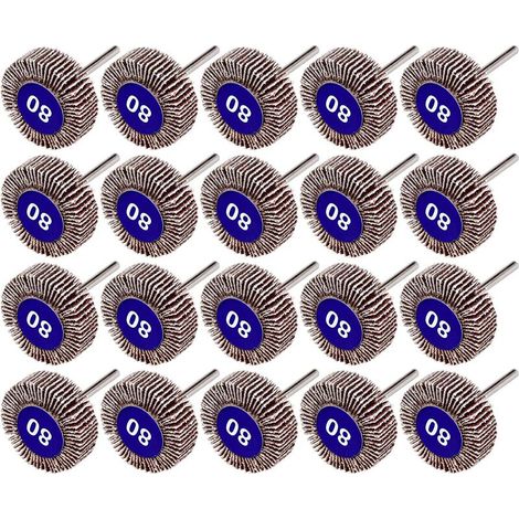 VURAHOME - 20 Pcs Roue à Lamels, 80 Grains Ponçage de Disque de Roue à Lamels de Papier pour Outils Rotatifs Dremel (1/5)