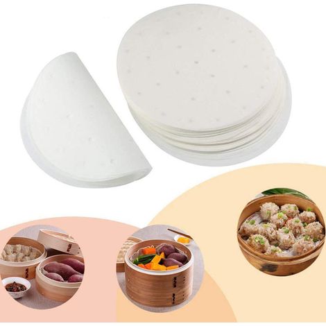 Papier Pour Cuisinière À Air Chaud - Papier Antiadhésif Rond 23 cm - Pour Cuiseur À Vapeur Et Bambou - 100 Pièces (1/5)