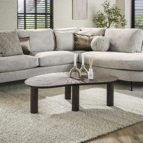 Table basse en bois de teck forme haricot YOGY (1/5)