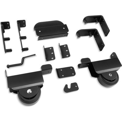 Kit de quincaillerie pour porte coulissante robuste, accessoires à rouleaux à roulement à billes pour un coulissement de porte stable et sécurisé. (1/5)