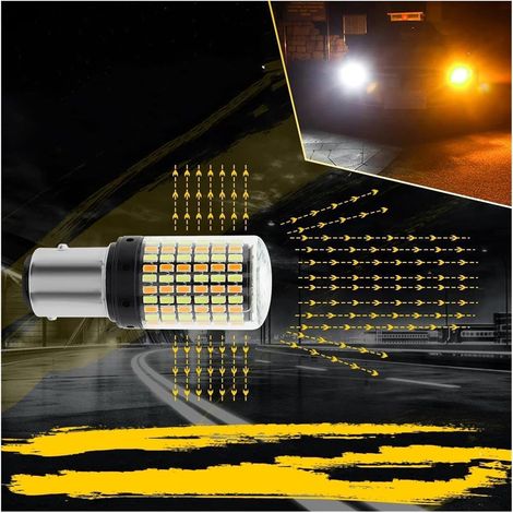 Pièces détachées voiture Feu arrière Lot 2 Ampoules 1157 BAY15D 3014 168SMD Blanc Ambre Double Couleur Interrupteur DRL P21/5W Pour Clignotant Voiture Lampe Recul Éclairage clignotant arrière