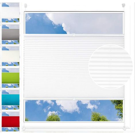 WOLTU Plissee Klemmfix ohne Bohren 100x130cm (BxH) Weiß Faltrollo Plisseerollo mit Klemmträger Lichtdurchlässig, Jalousie Sichtschutz und Sonnenschutz Easyfix Rollo für Fenster & Tür (1/5)
