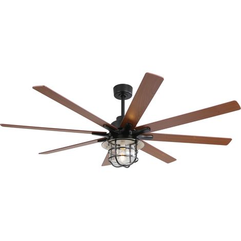 Ventilateur plafond industriel 168 cm avec LED, moteur CC silencieux, minuterie, structure métal, ventilateur design moderne (1/5)