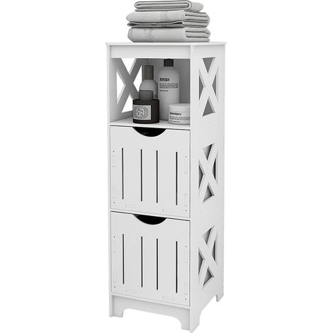 Sifree – Meuble de rangement pour WC – Armoire de côté imperméable en PP – Dimensions 30x30x89cm – Gain de place pour papier toilette et cosmétiques (1/5)